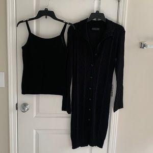 Black Two-Piece Top and Cardigan Set